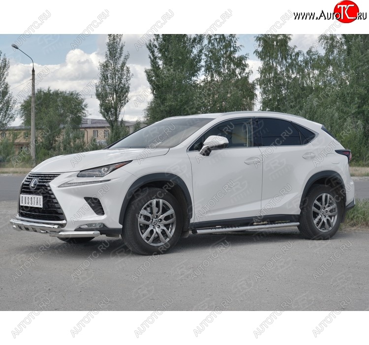 27 999 р. Защита переднего бампера (Ø63 мм с клыками, нержавейка) SLITKOFF  Lexus NX300h  Z10 (2014-2017) дорестайлинг  с доставкой в г. Краснодар