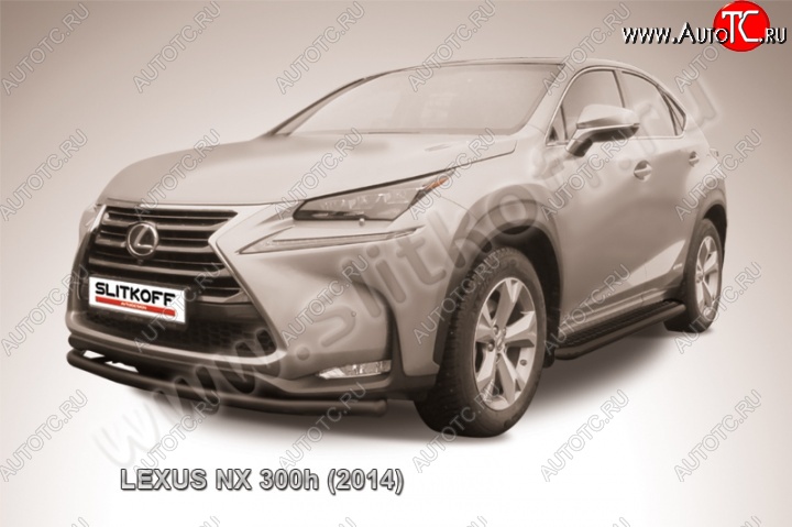 10 449 р. Защита переднего бампера из трубы d57 Slitkoff (радиусная) Lexus NX300h Z10 дорестайлинг (2014-2017) (Цвет: серебристый)  с доставкой в г. Краснодар