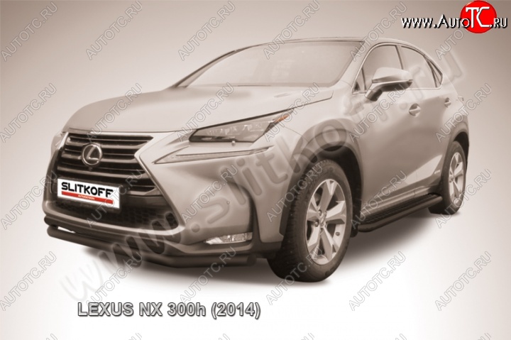 8 999 р. Защита переднего бампера из трубы d57 Slitkoff (дуга) Lexus NX300h Z10 дорестайлинг (2014-2017) (Цвет: серебристый)  с доставкой в г. Краснодар