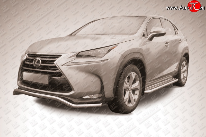 11 299 р. Фигурная защита переднего бампера диаметром 57 мм Slitkoff  Lexus NX300h  Z10 (2014-2017) дорестайлинг (Нержавейка, Полированная)  с доставкой в г. Краснодар