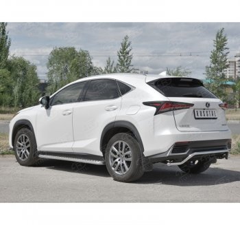 Защита заднего бампера (Ø42 мм волна, нержавейка) SLITKOFF Lexus (Лексус) NX300h (НХ)  Z10 (2014-2017) Z10 дорестайлинг