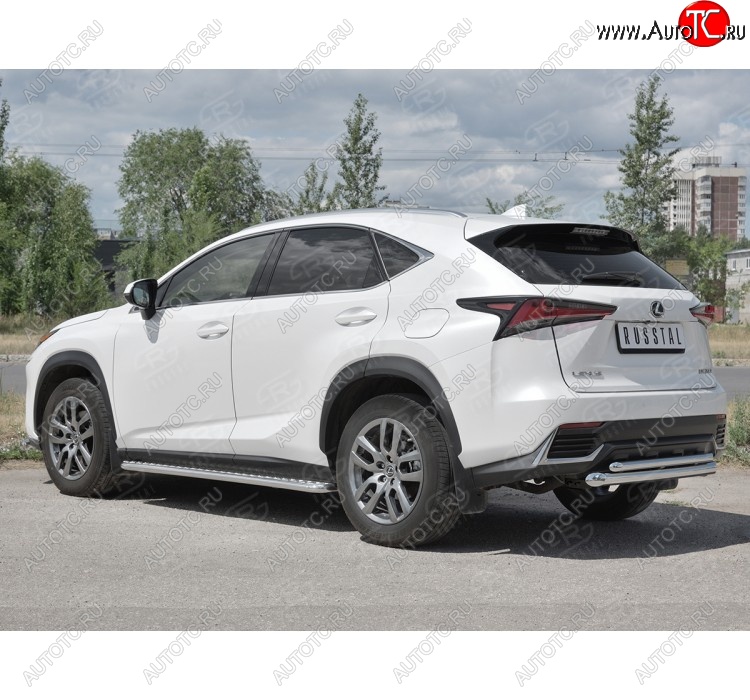 21 849 р. Защита заднего бампера (2 трубы Ø63 и 42 мм, нержавейка) SLITKOFF Lexus NX300h Z10 дорестайлинг (2014-2017)  с доставкой в г. Краснодар