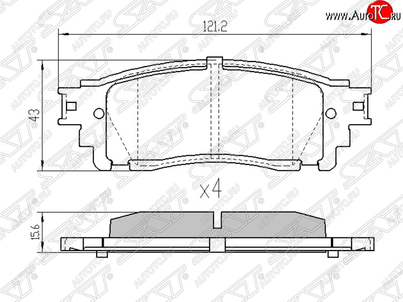 1 249 р. Колодки тормозные SAT (задние) Lexus NX300h Z10 дорестайлинг (2014-2017)  с доставкой в г. Краснодар