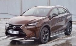 20 849 р. Защита переднего бампера (2 трубыØ63 и 42 мм, нержавейка) SLITKOFF  Lexus NX200  Z10 (2014-2017) дорестайлинг  с доставкой в г. Краснодар. Увеличить фотографию 2