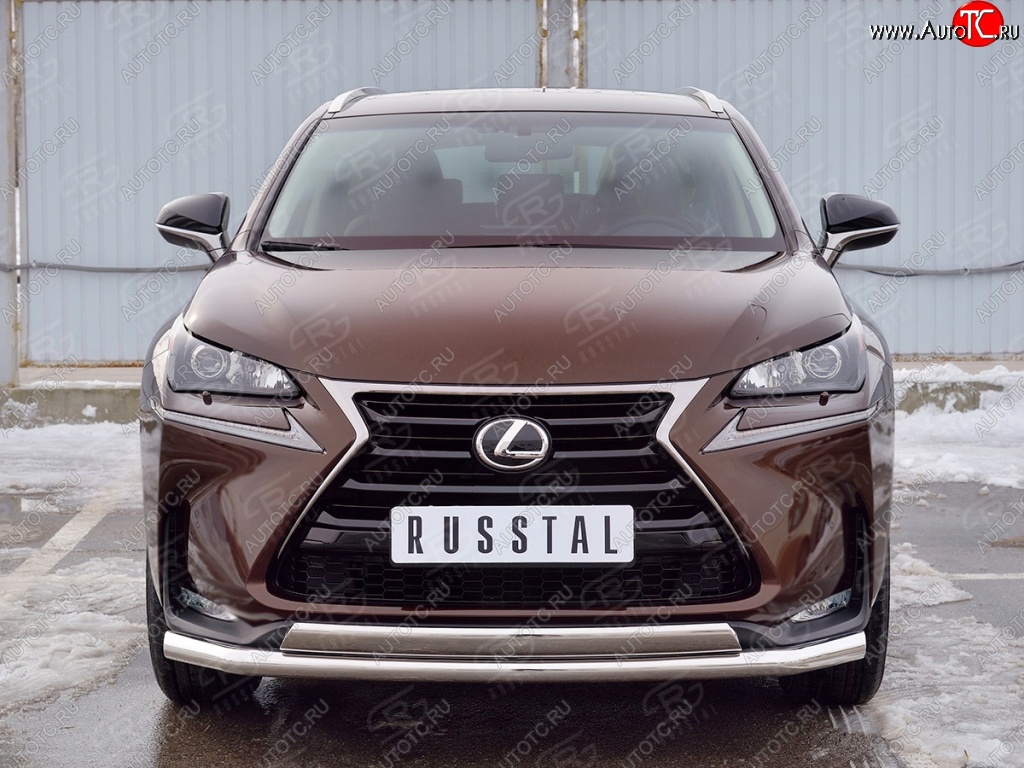 21 349 р. Защита переднего бампера (2 трубыØ63 и 75х42 мм, нержавейка) Russtal Lexus NX200 Z10 дорестайлинг (2014-2017)  с доставкой в г. Краснодар