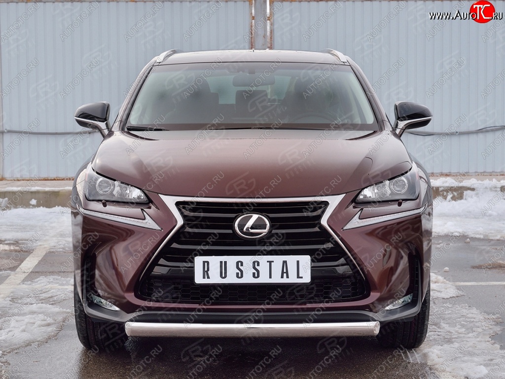 11 249 р. Защита переднего бампера (Ø75х42 мм, нержавейка) Russtal Lexus NX200 Z10 дорестайлинг (2014-2017)  с доставкой в г. Краснодар