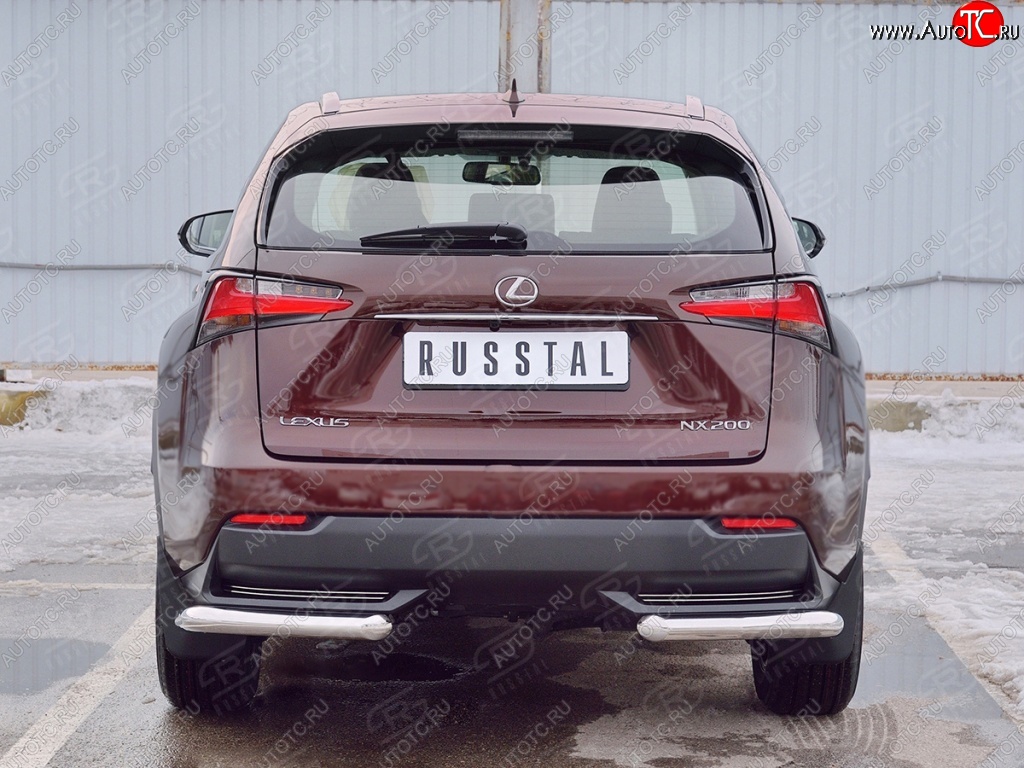 14 699 р. Защита заднего бампера (Ø63 мм уголки, нержавейка) SLITKOFF Lexus NX200 Z10 дорестайлинг (2014-2017)  с доставкой в г. Краснодар