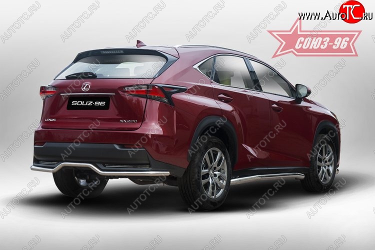 14 084 р. Волнистая защита заднего бампера d42 ( одна выхлопная труба ) Souz-96 Lexus NX200 Z10 дорестайлинг (2014-2017)  с доставкой в г. Краснодар