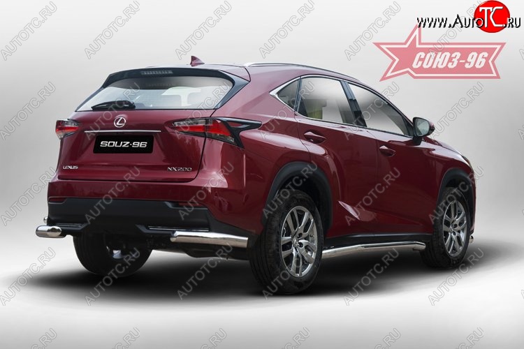 13 679 р. Угловая защита заднего бампера (d60) ( одна выхлопная труба ) Souz-96 Lexus NX200 Z10 дорестайлинг (2014-2017)  с доставкой в г. Краснодар