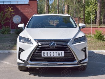 Защита переднего бампера (Ø42 мм, нержавейка, кроме F-Sport) SLITKOFF Lexus (Лексус) RX350L (РХ)  AL20 (2017-2022) AL20 дорестайлинг, рестайлинг