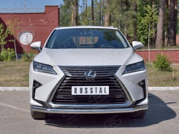 Защита переднего бампера (Ø63 мм, нержавейка, кроме F-Sport) SLITKOFF Lexus (Лексус) RX350L (РХ)  AL20 (2017-2022) AL20 дорестайлинг, рестайлинг