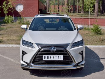 Защита переднего бампера (2 трубы Ø63 и 42 мм, нержавейка, кроме F-Sport) SLITKOFF Lexus RX350L AL20 дорестайлинг (2017-2019)