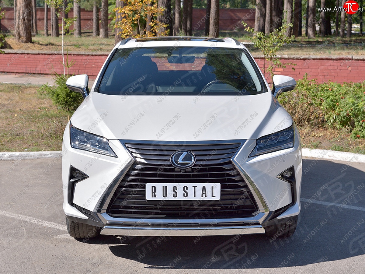 20 999 р. Защита переднего бампера (Ø75х42 мм, нержавейка, кроме F-Sport) Russtal Lexus RX350L AL20 дорестайлинг (2017-2019)  с доставкой в г. Краснодар