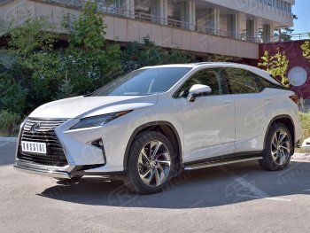 20 999 р. Защита переднего бампера (Ø75х42 мм, нержавейка, кроме F-Sport) Russtal Lexus RX350L AL20 дорестайлинг (2017-2019)  с доставкой в г. Краснодар. Увеличить фотографию 2