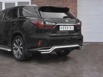 17 499 р. Защита заднего бампера (Ø42 мм волна, нержавейка, NOT F-SPORT) SLITKOFF Lexus RX350L AL20 рестайлинг (2019-2022)  с доставкой в г. Краснодар. Увеличить фотографию 2