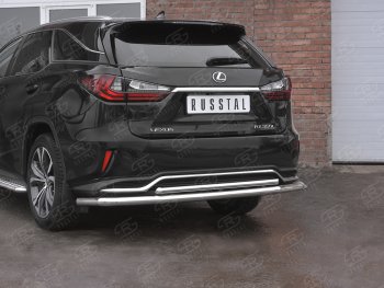 22 499 р. Защита заднего бампера (Ø63 и 42 мм, нержавейка, NOT F-SPORT) SLITKOFF Lexus RX350L AL20 рестайлинг (2019-2022)  с доставкой в г. Краснодар. Увеличить фотографию 2