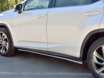 17 299 р. Защита порогов (Ø42 мм, нержавейка, кроме F-Sport) SLITKOFF  Lexus RX350L  AL20 (2017-2022) дорестайлинг, рестайлинг (Металлические торцы под 45°)  с доставкой в г. Краснодар. Увеличить фотографию 2