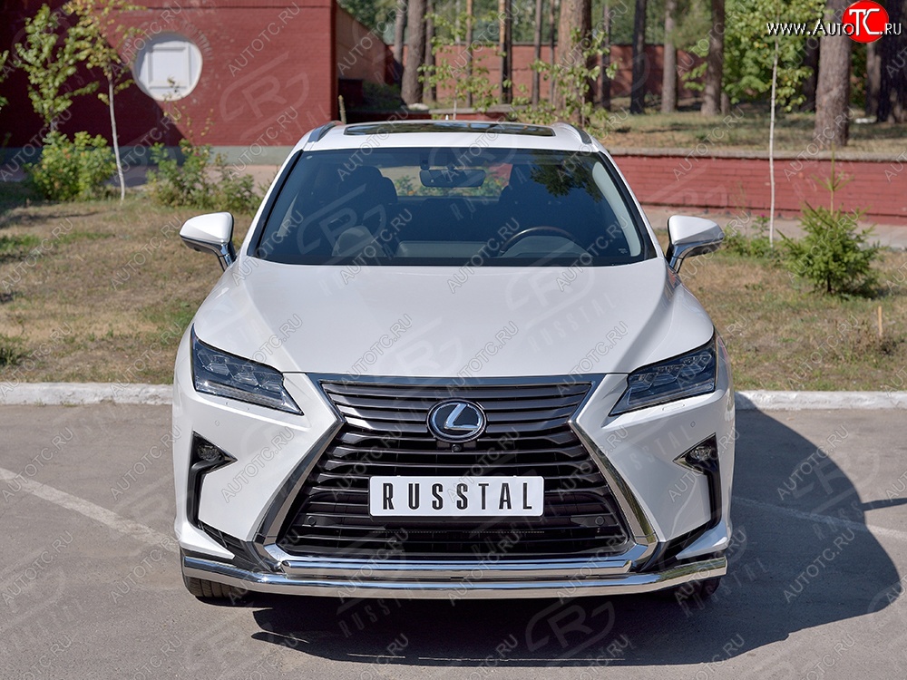 21 699 р. Защита переднего бампера (2 трубыØ63 и 42 мм, нержавейка) SLITKOFF  Lexus RX  200T (2015-2017) AL20 дорестайлинг  с доставкой в г. Краснодар