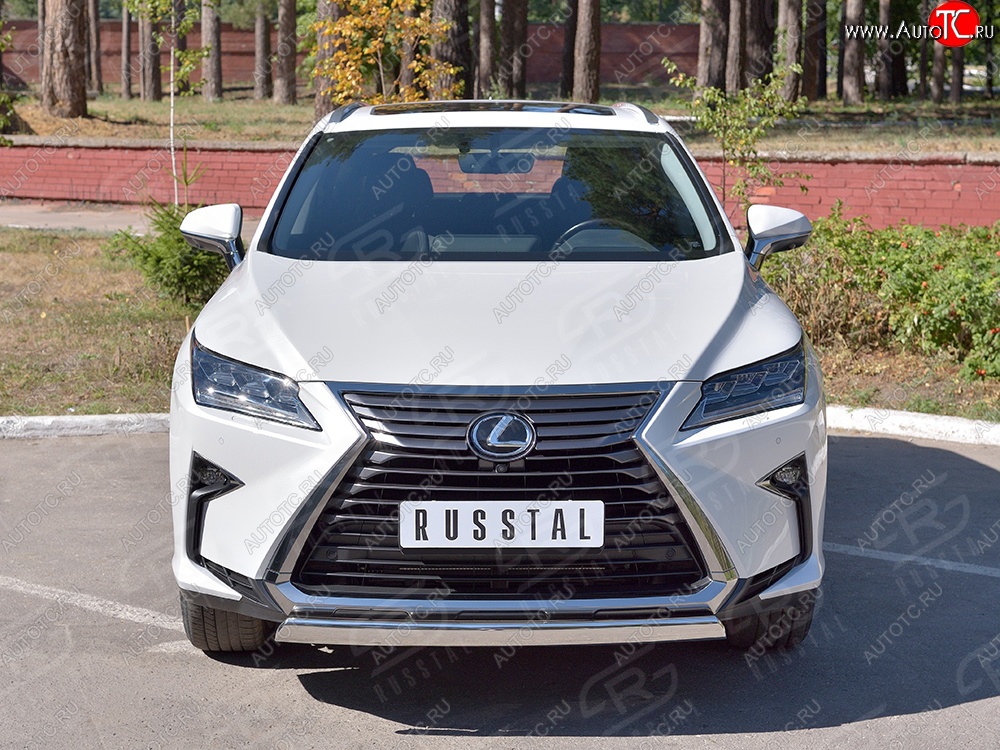 15 649 р. Защита переднего бампера (Ø75х42 мм, нержавейка) Russtal Lexus RX 200T AL20 дорестайлинг (2015-2017)  с доставкой в г. Краснодар