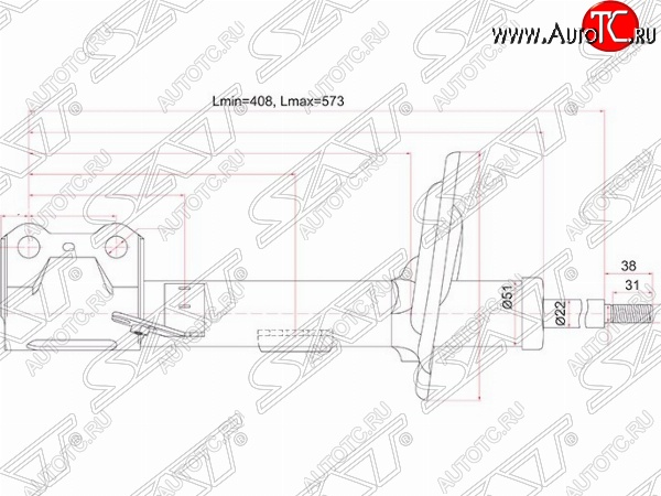 4 999 р. Правый амортизатор передний SAT Lexus RX270 AL10 дорестайлинг (2010-2012)  с доставкой в г. Краснодар