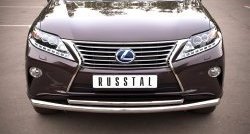 17 999 р. Защита переднего бампера (2 трубыØ63 и 42 мм, нержавейка) SLITKOFF Lexus RX350 AL10 дорестайлинг (2008-2012)  с доставкой в г. Краснодар. Увеличить фотографию 2