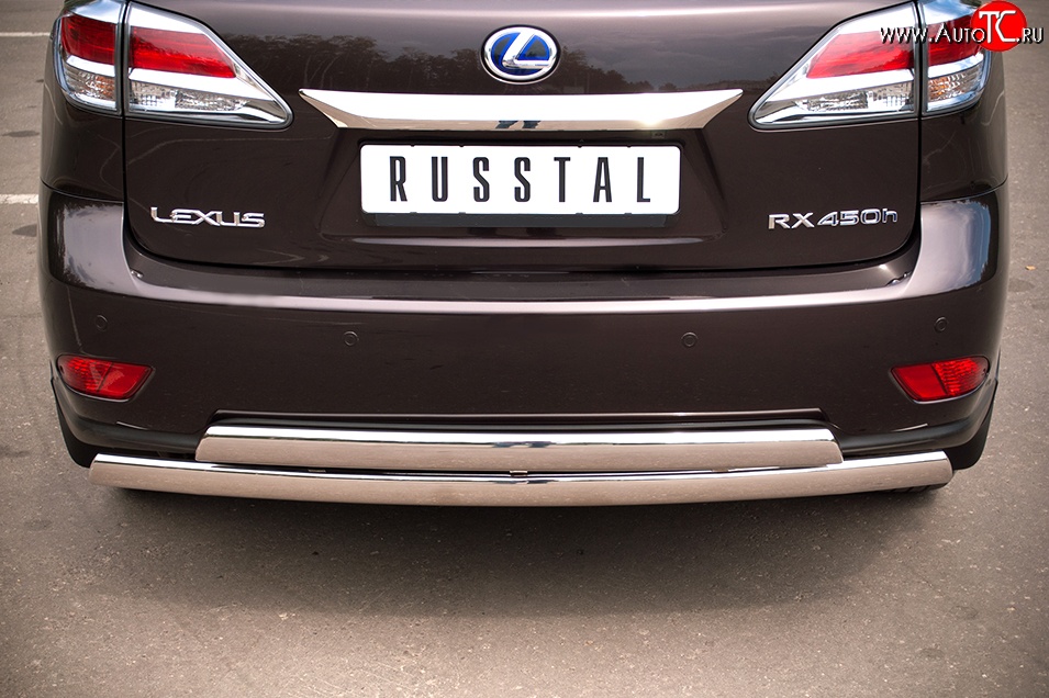 23 999 р. Защита заднего бампера (2 трубы Ø76х42 мм, нержавейка) Russtal Lexus RX270 AL10 дорестайлинг (2010-2012)  с доставкой в г. Краснодар