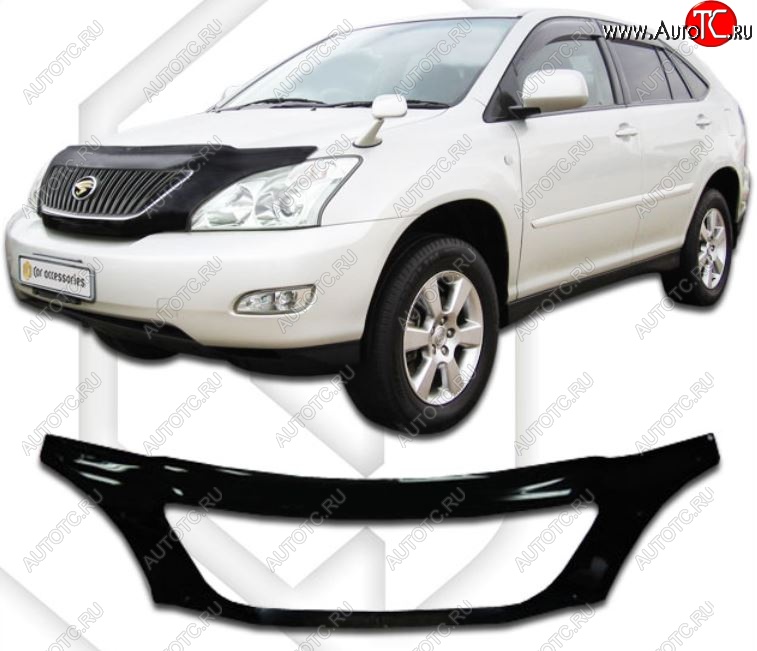 2 899 р. Дефлектор капота CA-Plastiс exclusive Lexus RX300 XU30 дорестайлинг (2003-2006) (Classic черный, Без надписи)  с доставкой в г. Краснодар