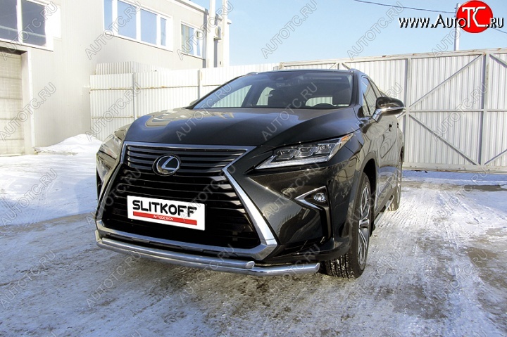 20 999 р. Двойная защита переднего бампера из труб диаметром 57 и 42 мм Slitkoff Lexus RX350 AL20 дорестайлинг (2015-2019) (Нержавейка, Полированная)  с доставкой в г. Краснодар