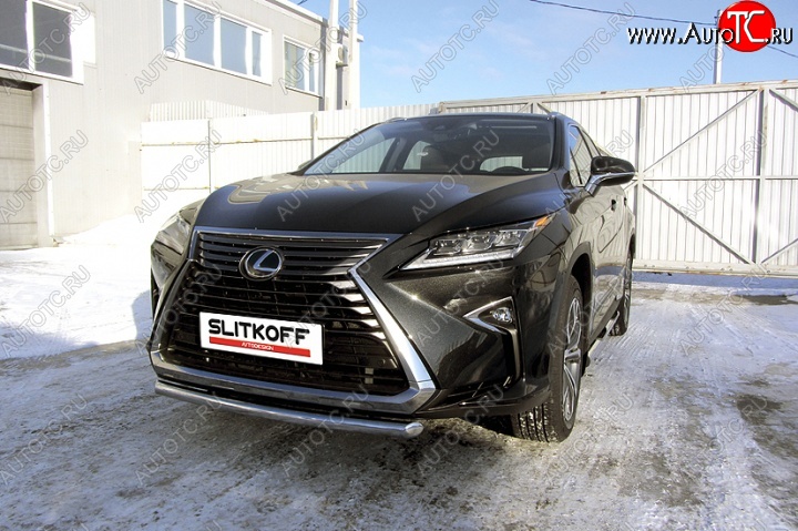 14 999 р. Защита переднего бампера из короткой трубы диаметром 57 мм Slitkoff Lexus RX350 AL20 дорестайлинг (2015-2019) (Нержавейка, Полированная)  с доставкой в г. Краснодар