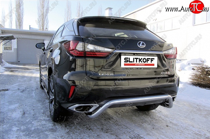 14 549 р. Защита заднего бампера диаметром 57 мм с изгибом Slitkoff  Lexus RX350  AL20 (2015-2019) дорестайлинг (Нержавейка, Полированная)  с доставкой в г. Краснодар