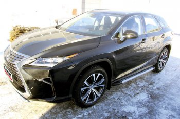 24 999 р. Пороги алюминиевые Slitkoff  Lexus RX350  AL20 (2015-2019) дорестайлинг (Standart Silver)  с доставкой в г. Краснодар. Увеличить фотографию 2