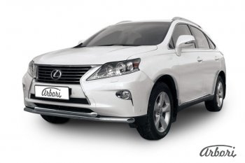 22 049 р. Защита переднего бампера Arbori (нержавейка, 2 трубы d57 mm) Lexus RX350 AL10 рестайлинг (2012-2015)  с доставкой в г. Краснодар. Увеличить фотографию 1