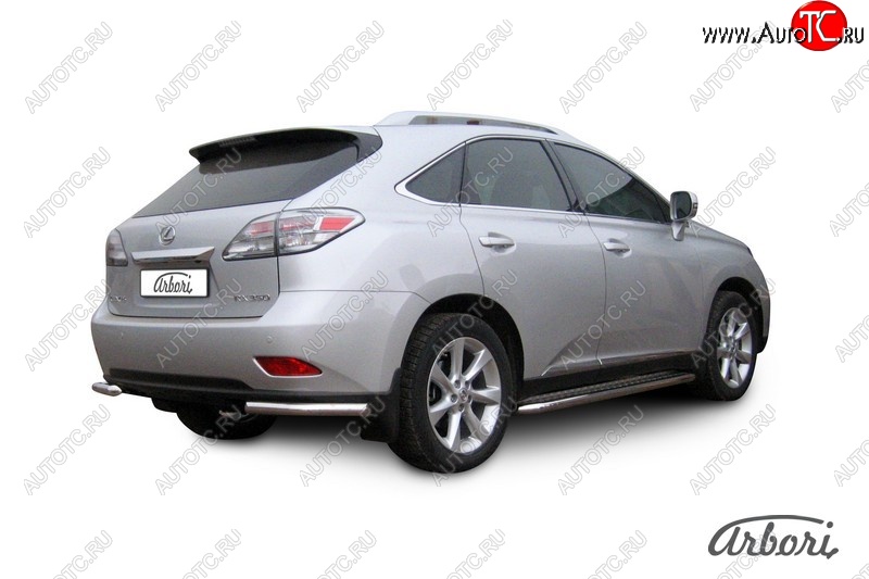 12 509 р. Защита заднего бампера Arbori (уголки, нержавейка, 1 труба d57 mm). Lexus RX350 AL10 дорестайлинг (2008-2012)  с доставкой в г. Краснодар