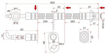 679 р. Тормозной шланг SAT (передний, левый, пр-во Таиланд) Toyota Ipsum ACM20 дорестайлинг (2001-2003)  с доставкой в г. Краснодар. Увеличить фотографию 1