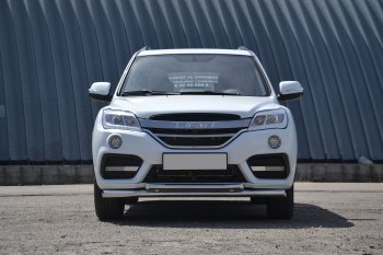 14 499 р. Защита переднего бампера двойная из труб d63/51 мм Petroil Tuning Lifan X60 2-ой рестайлинг (2016-2024) (Нержавеющая полированная сталь)  с доставкой в г. Краснодар. Увеличить фотографию 3