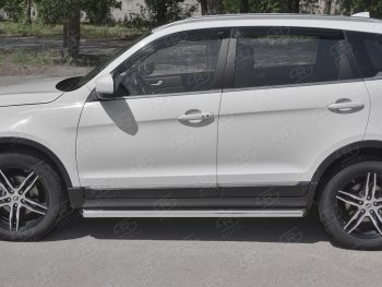 21 999 р. Защита порогов (Ø63 мм, нержавейка) SLITKOFF  Lifan X70 (2018-2024) (Металлические торцы под 45°)  с доставкой в г. Краснодар. Увеличить фотографию 2