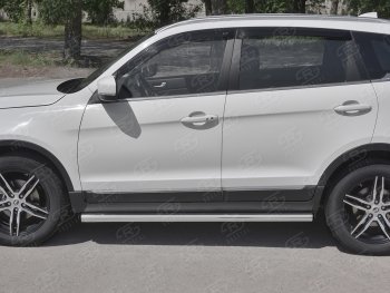 Защита порогов (Ø63 мм, нержавейка) SLITKOFF Lifan X70 (2018-2025)