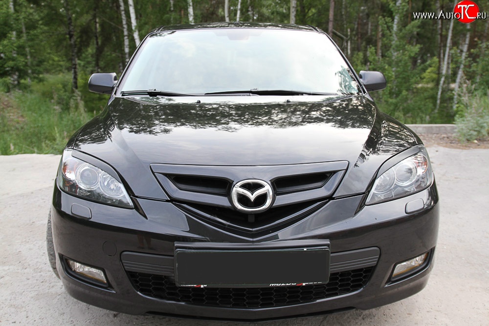 629 р. Реснички на фары RA V2 Mazda 3/Axela BK дорестайлинг, хэтчбэк (2003-2006) (Неокрашенные)  с доставкой в г. Краснодар