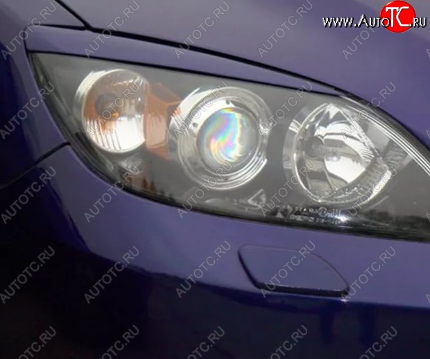 1 149 р. Реснички на фары Tuning-Sport v1 (короткие)  Mazda 3/Axela  BK (2003-2009) дорестайлинг, хэтчбэк, рестайлинг, хэтчбэк (Неокрашенные)  с доставкой в г. Краснодар