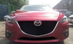 1 469 р. Нижняя сетка на бампер Russtal (черная)  Mazda 3/Axela  BM (2013-2016) дорестайлинг седан, дорестайлинг, хэтчбэк  с доставкой в г. Краснодар. Увеличить фотографию 2