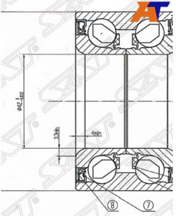 1 499 р. Подшипник передней ступицы SAT (с ABS) Mazda 3/Axela BK дорестайлинг, хэтчбэк (2003-2006)  с доставкой в г. Краснодар. Увеличить фотографию 1