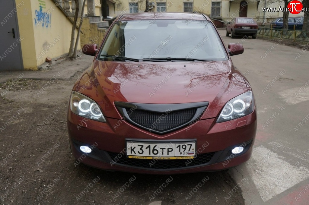 2 599 р. Решётка радиатора Style v4 (сетка) Mazda 3/Axela BK дорестайлинг, хэтчбэк (2003-2006) (Неокрашенная)  с доставкой в г. Краснодар