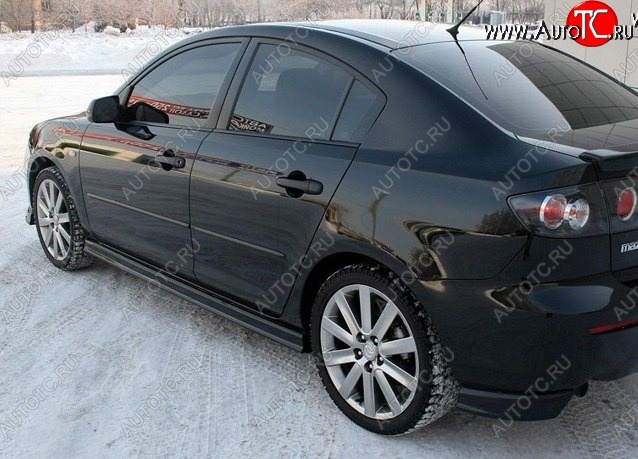 2 999 р. Клыки на задний бампер Style Mazda 3/Axela BK дорестайлинг седан (2003-2006) (Неокрашенная)  с доставкой в г. Краснодар