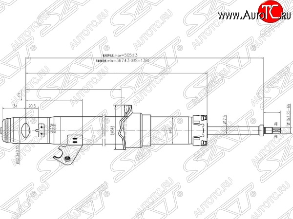 2 899 р. Левый амортизатор передний SAT  Mazda 6 ( GG,  GG, GY) - Atenza  GG  с доставкой в г. Краснодар