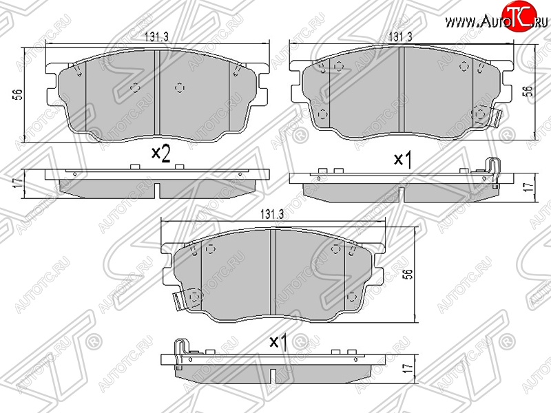 1 299 р. Колодки тормозные SAT (передние) Mazda 6 GG лифтбэк дорестайлинг (2002-2005)  с доставкой в г. Краснодар