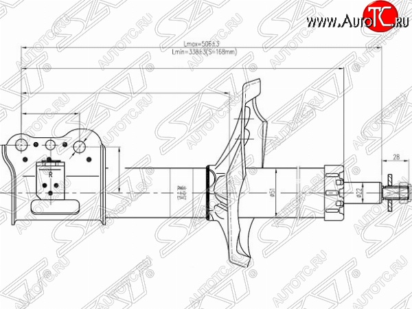 4 799 р. Левый амортизатор передний SAT  Mazda 626 ( GF,  GF,FW) - Capella  GF  с доставкой в г. Краснодар