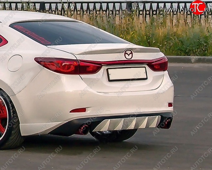 10 899 р. Диффузор заднего бампера Sport v4  Mazda 6  GJ (2015-2018) 1-ый рестайлинг седан (Неокрашенная)  с доставкой в г. Краснодар