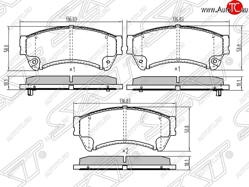 1 379 р. Колодки тормозные SAT (передние) Mazda 6 GH дорестайлинг универсал (2007-2010)  с доставкой в г. Краснодар