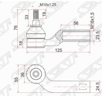 Правый наконечник рулевой тяги SAT Mazda 5 (2005-2010)