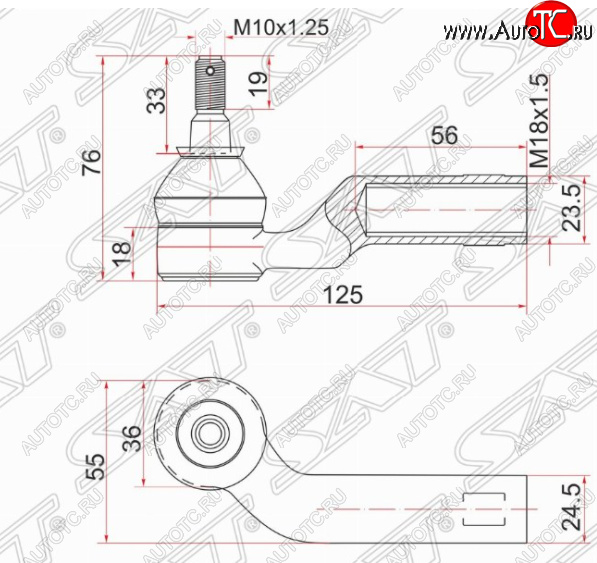 599 р. Правый наконечник рулевой тяги SAT  Mazda 3/Axela  BK - 5  с доставкой в г. Краснодар